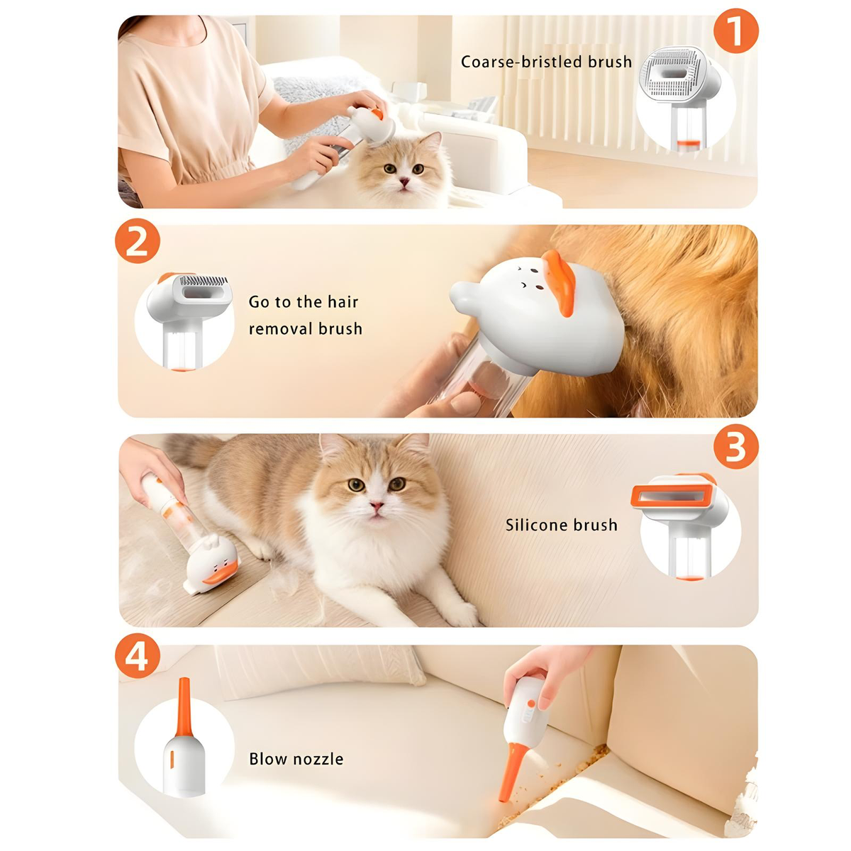 4-in-1 Grooming Vacuum Brush